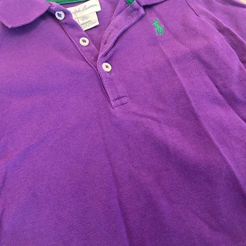 Ralph Lauren Purple Green‎ Logo Polo Long Sleeve Top Size 18 Months